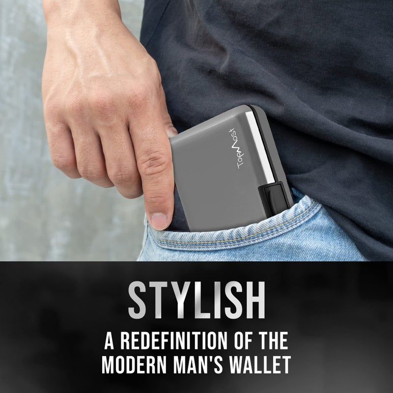 TopMost Aluminum Wallet, Card Case Wallet, Metal RFID Credit Card Holder for Men & Women, 6 Cotton Slots for 12 Cards And Bills, Rfd Protective (Silver) - Image 3